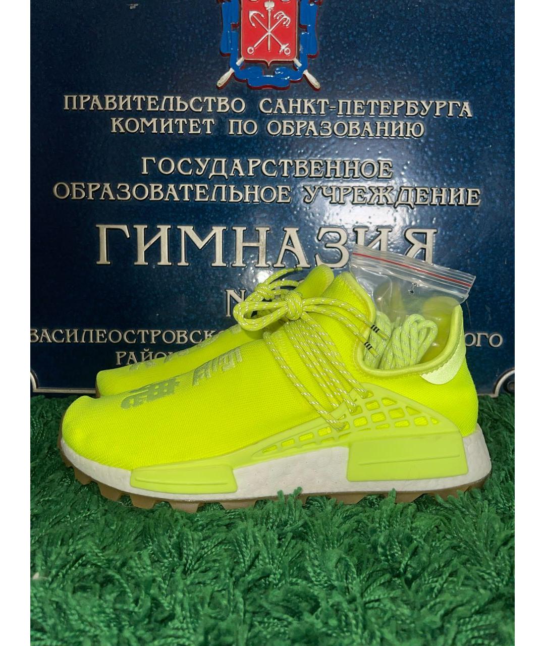 ADIDAS BY PHARRELL WILLIAMS Салатовые текстильные низкие кроссовки / кеды, фото 3