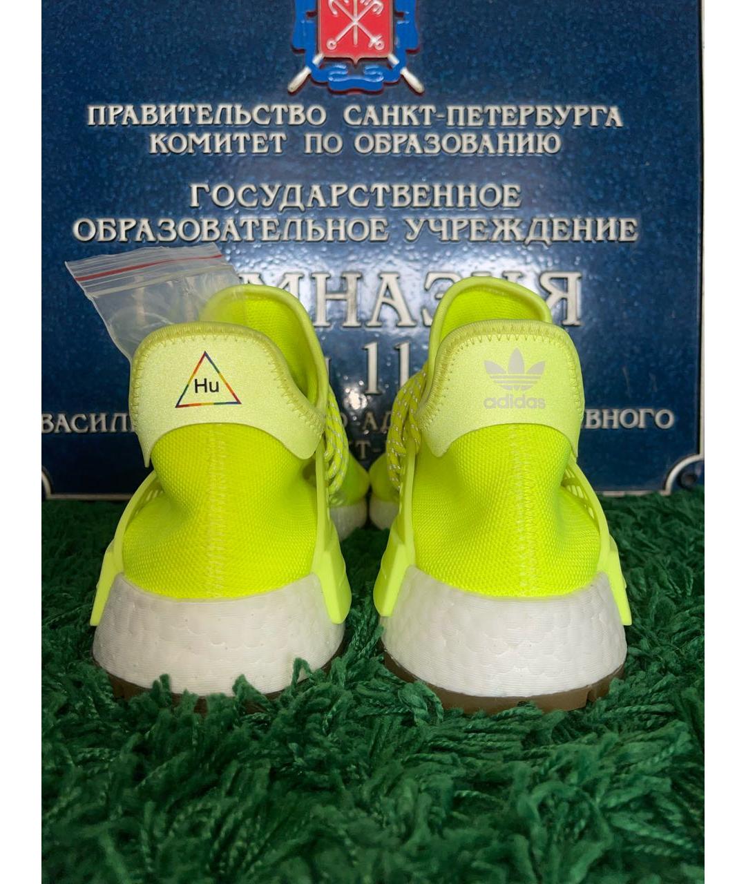 ADIDAS BY PHARRELL WILLIAMS Салатовые текстильные низкие кроссовки / кеды, фото 4