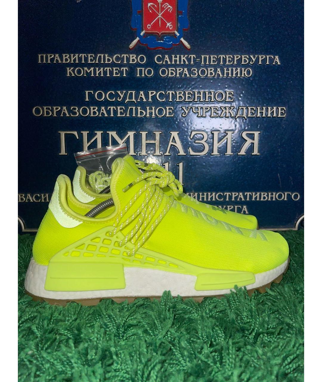 ADIDAS BY PHARRELL WILLIAMS Салатовые текстильные низкие кроссовки / кеды, фото 7