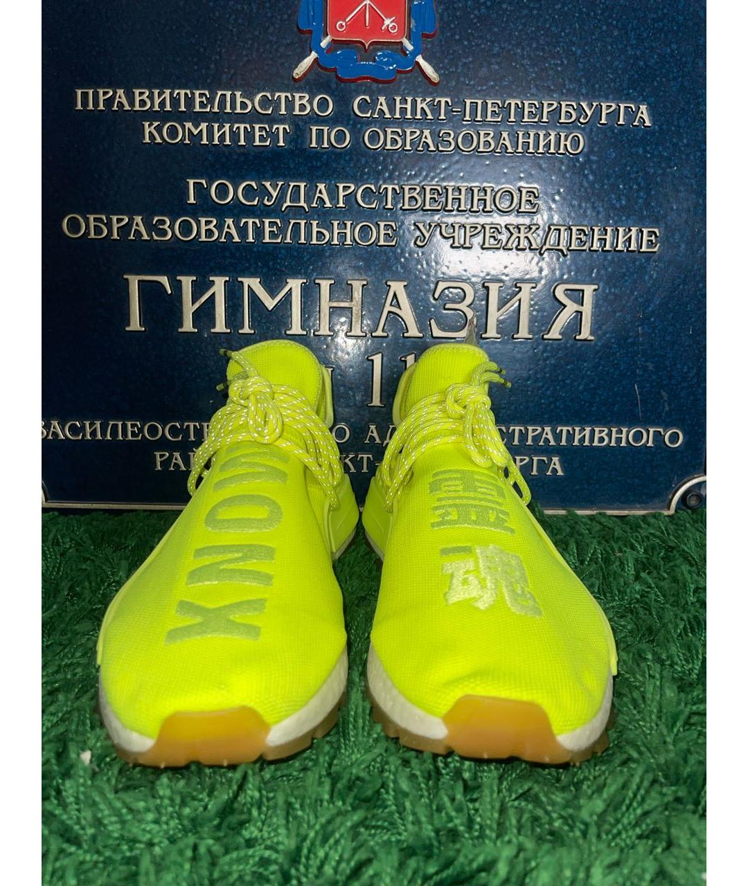 ADIDAS BY PHARRELL WILLIAMS Салатовые текстильные низкие кроссовки / кеды, фото 2