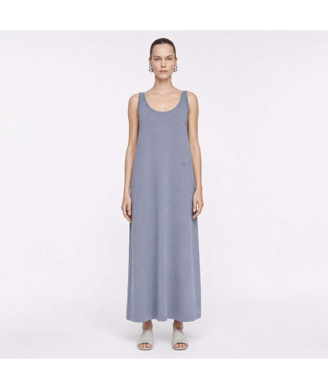 JIL SANDER Голубой хлопковый сарафан, фото 5