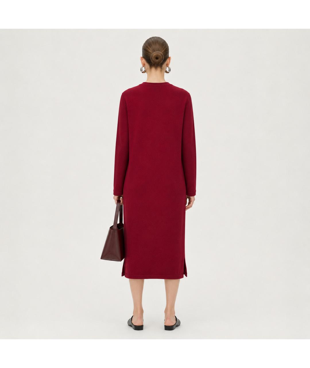 JIL SANDER Бордовое хлопковое платье, фото 5