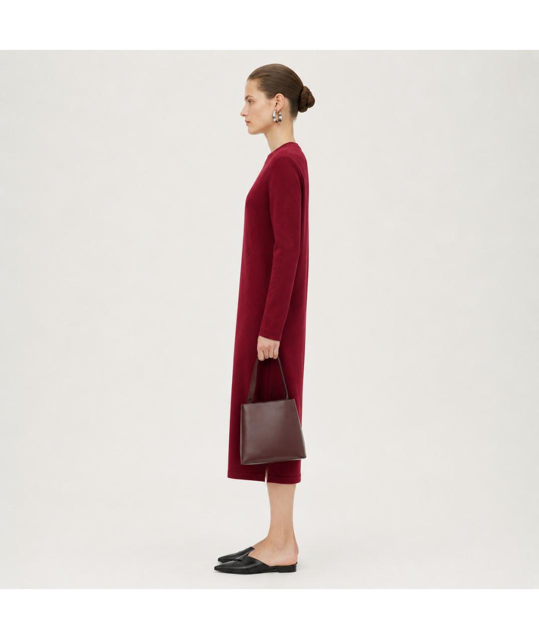 JIL SANDER Бордовое хлопковое платье, фото 6