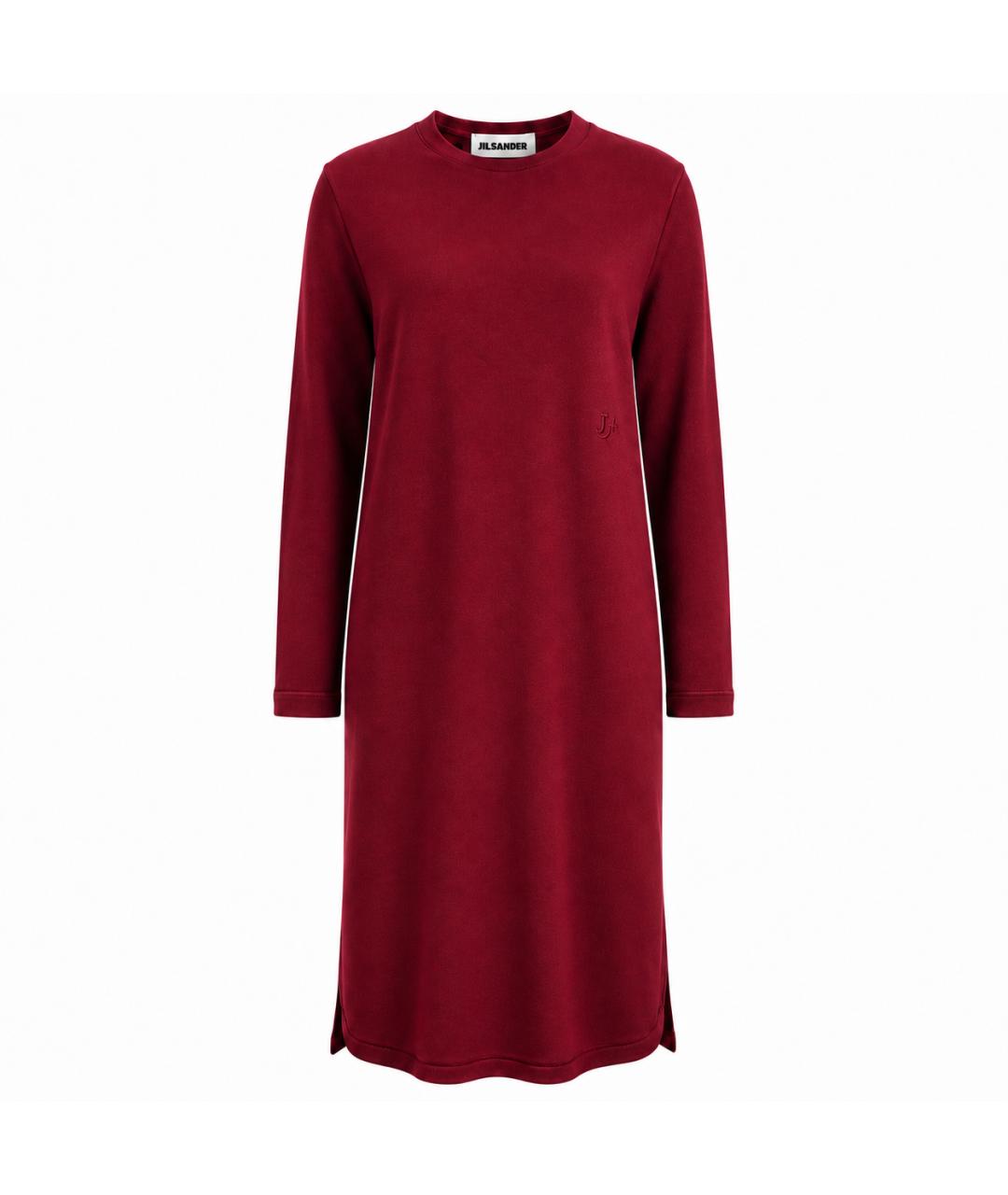 JIL SANDER Бордовое хлопковое платье, фото 1