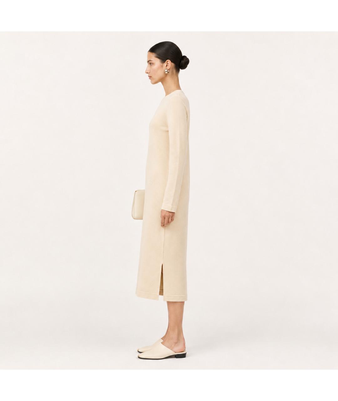 JIL SANDER Бежевое хлопковое платье, фото 7