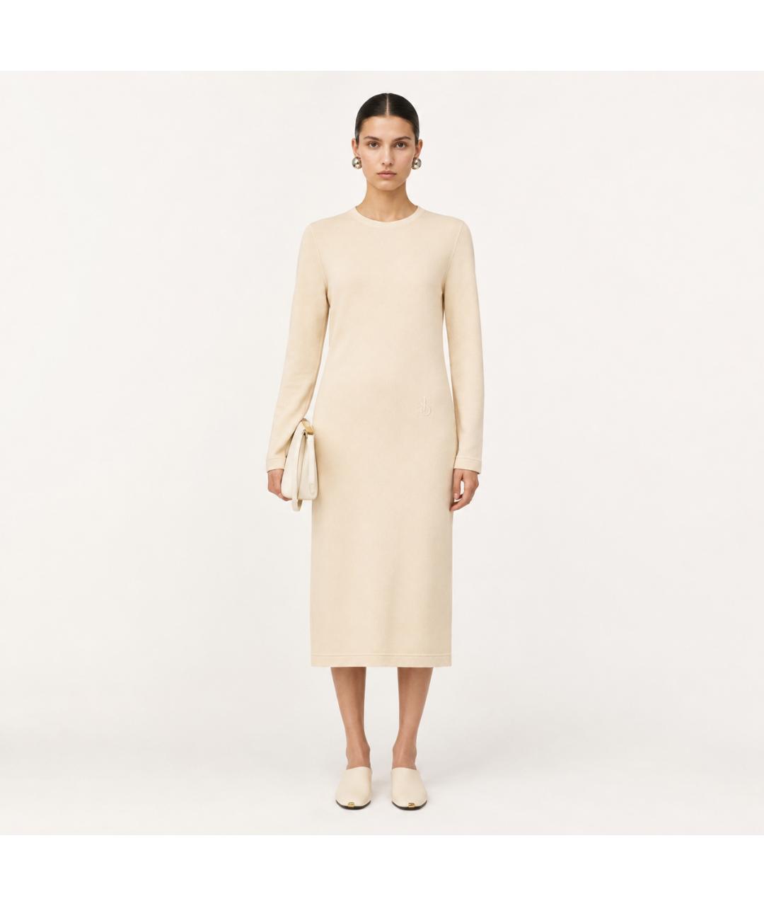 JIL SANDER Бежевое хлопковое платье, фото 5