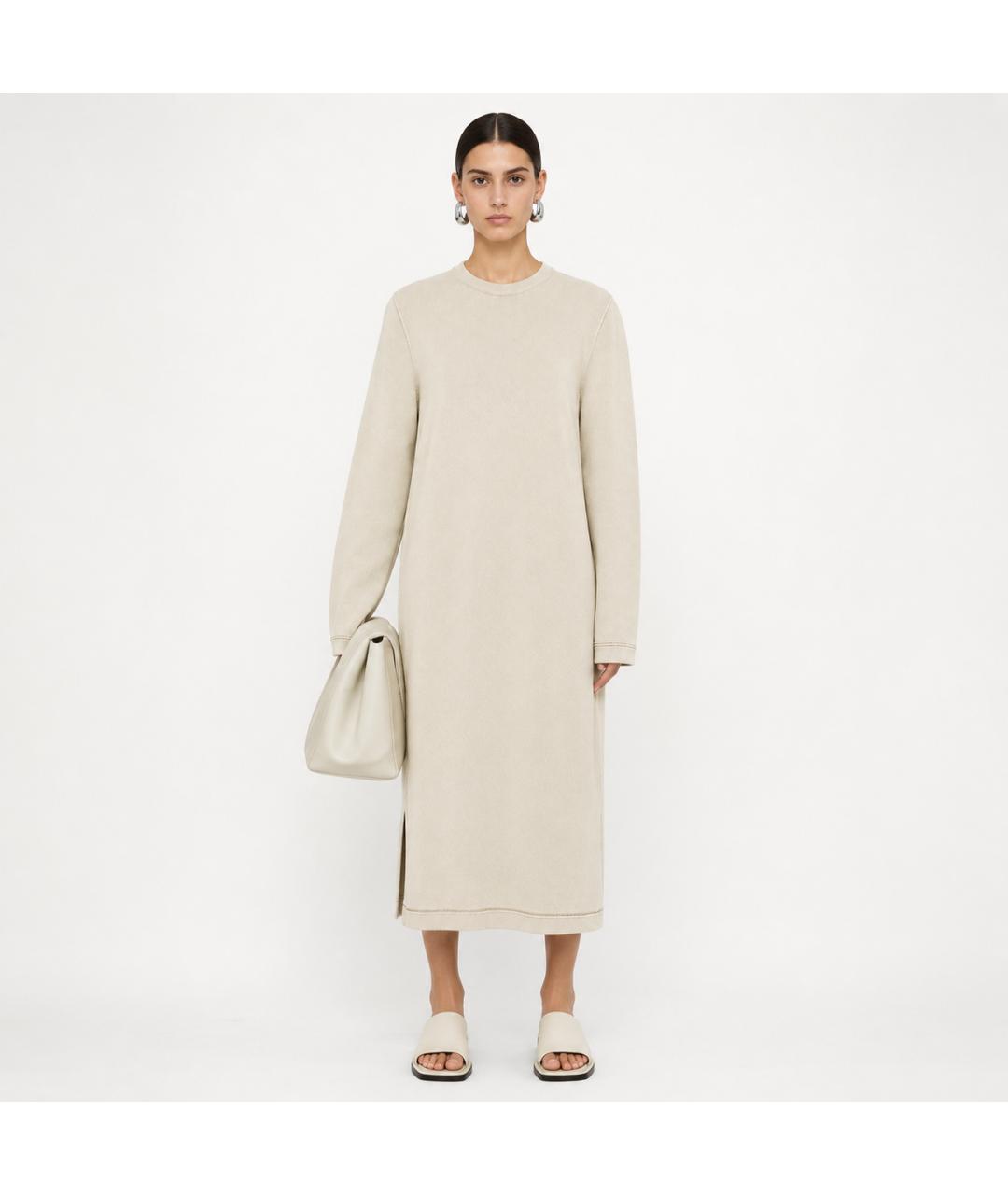 JIL SANDER Серое хлопковое платье, фото 4