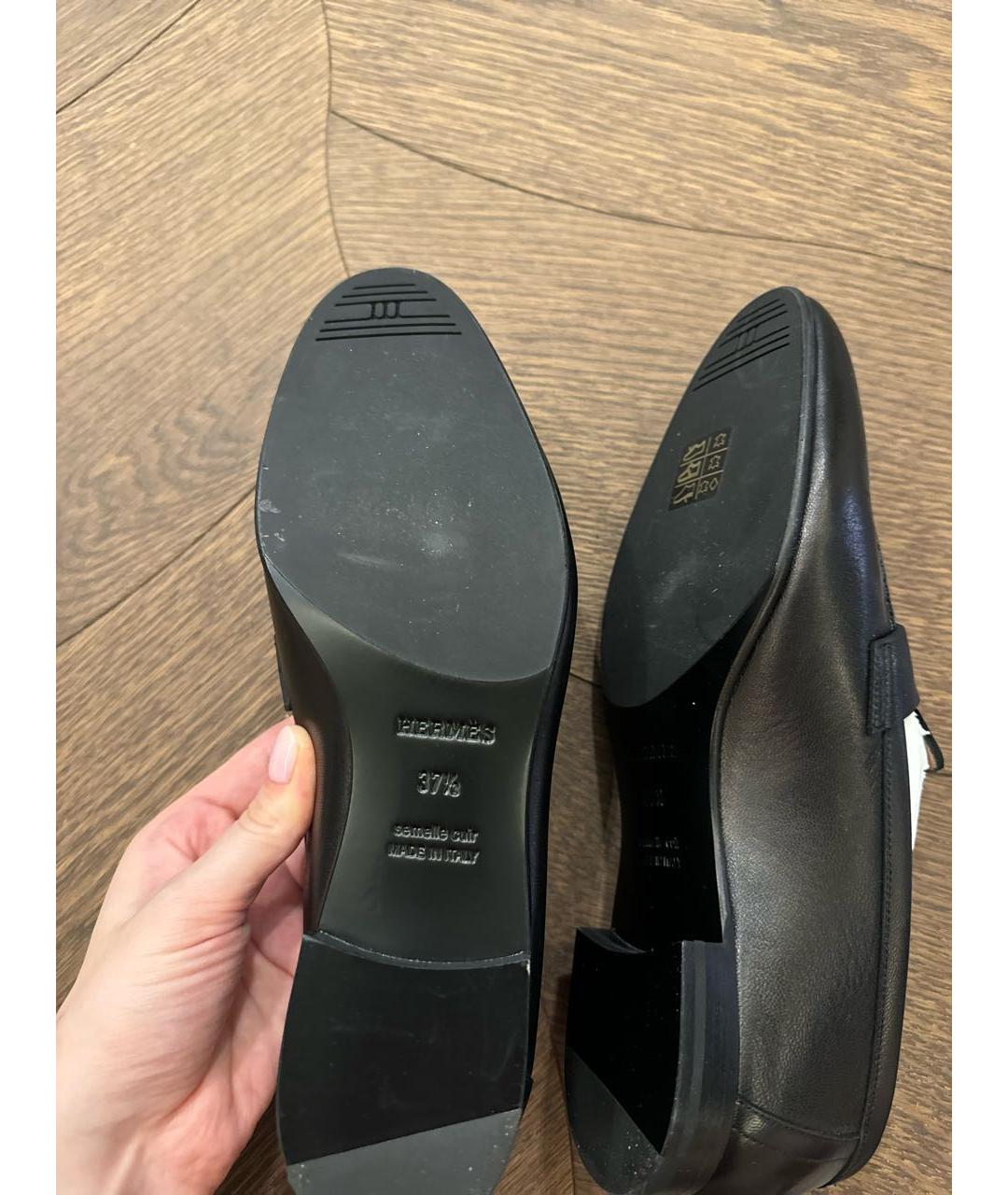 HERMES Черные кожаные лоферы, фото 5