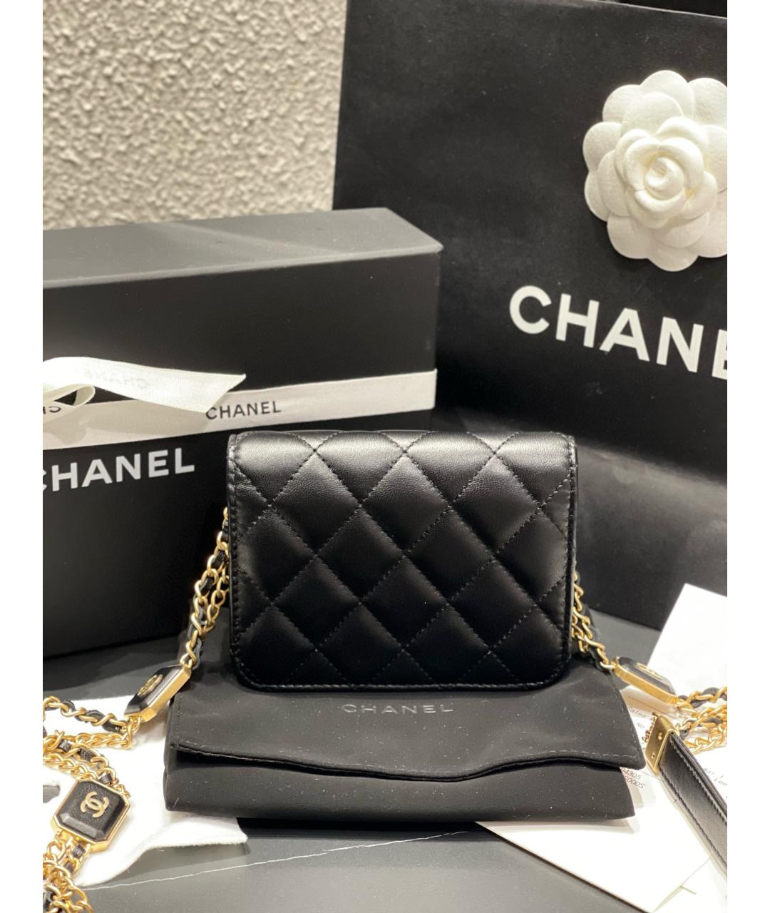 CHANEL Черная кожаная сумка через плечо, фото 5