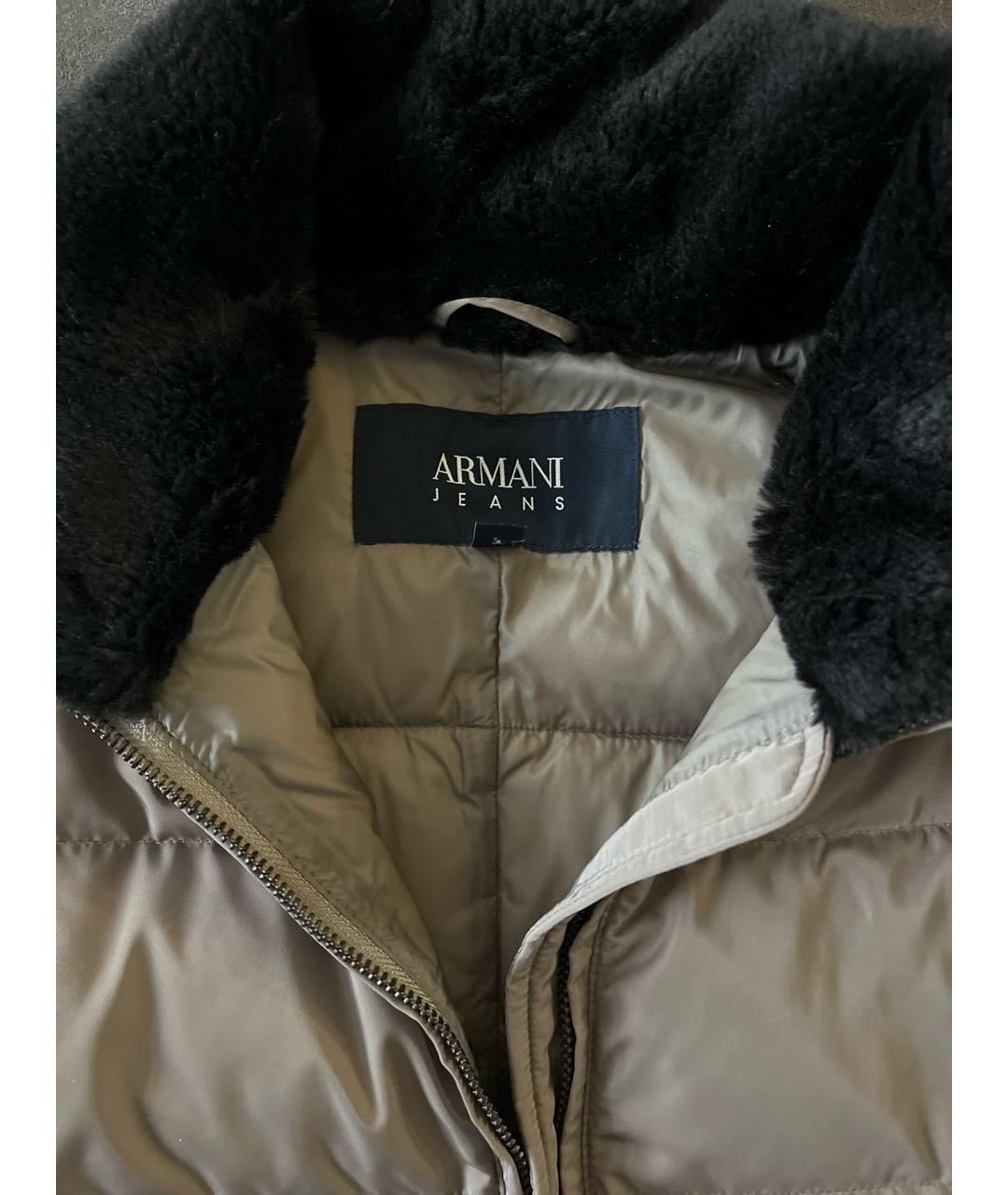 ARMANI JEANS Антрацитовый полиэстеровый пуховик, фото 2