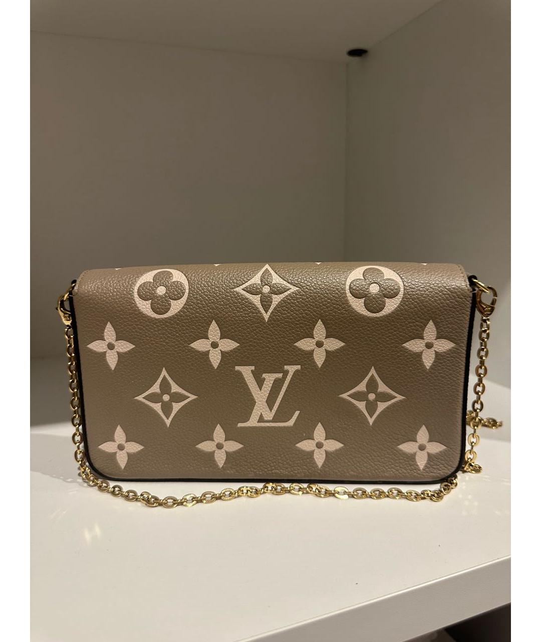 LOUIS VUITTON Бежевая кожаная сумка через плечо, фото 2