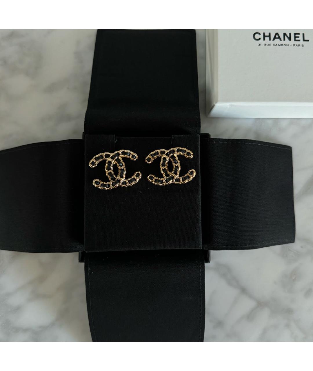 CHANEL Черные кожаные серьги, фото 4