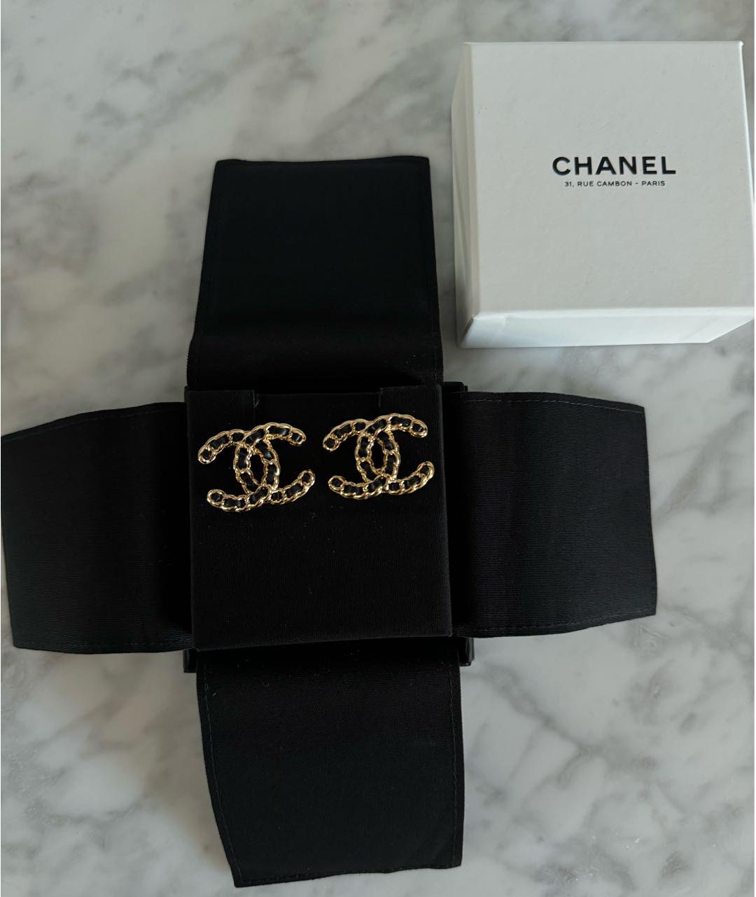 CHANEL Черные кожаные серьги, фото 2