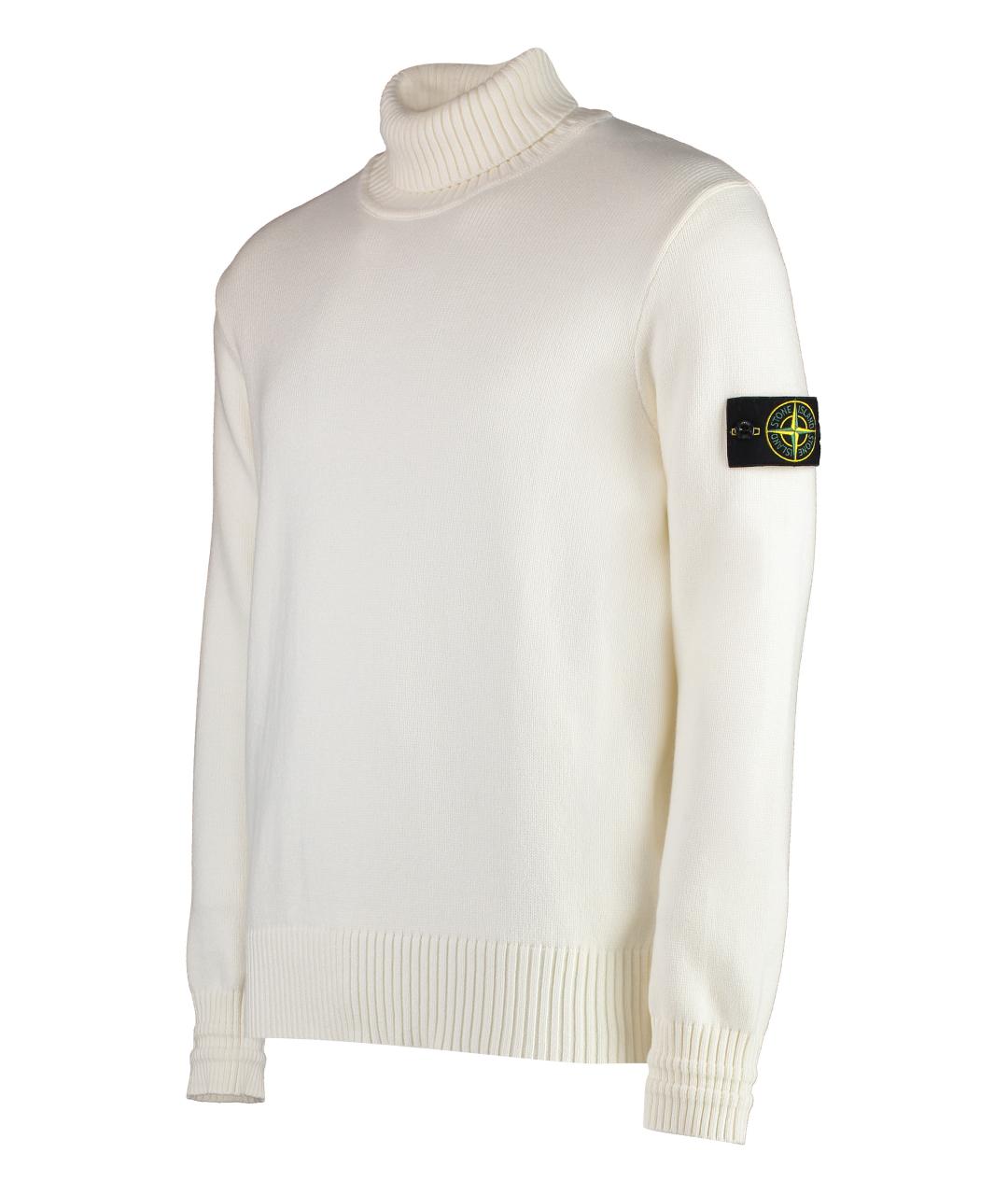 STONE ISLAND Белый хлопковый джемпер / свитер, фото 3