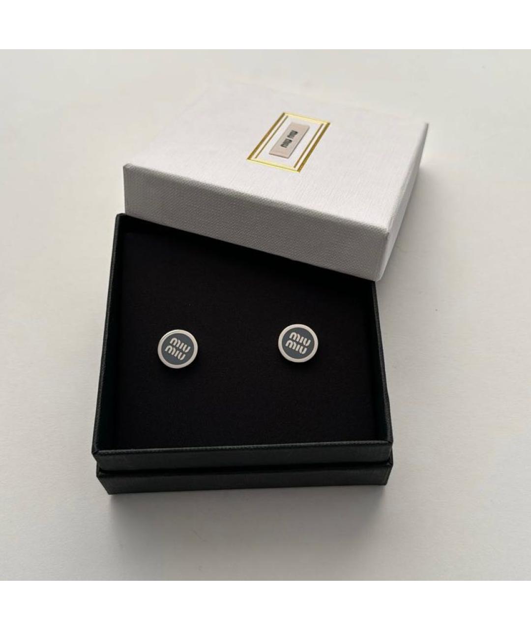 MIU MIU Серые металлические серьги, фото 3