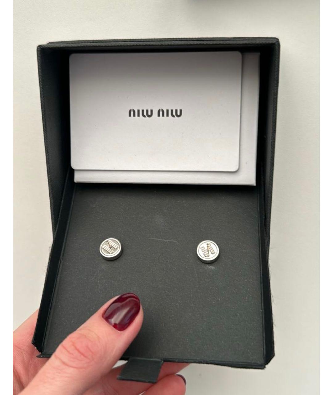 MIU MIU Серые металлические серьги, фото 2