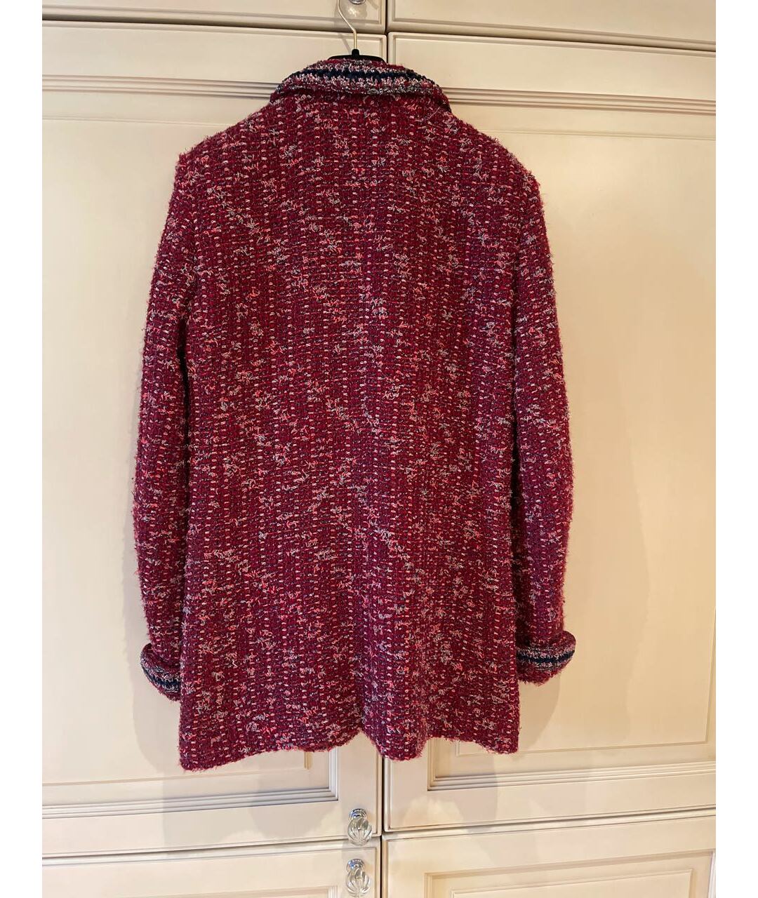 CHANEL Бордовый твидовый жакет/пиджак, фото 2