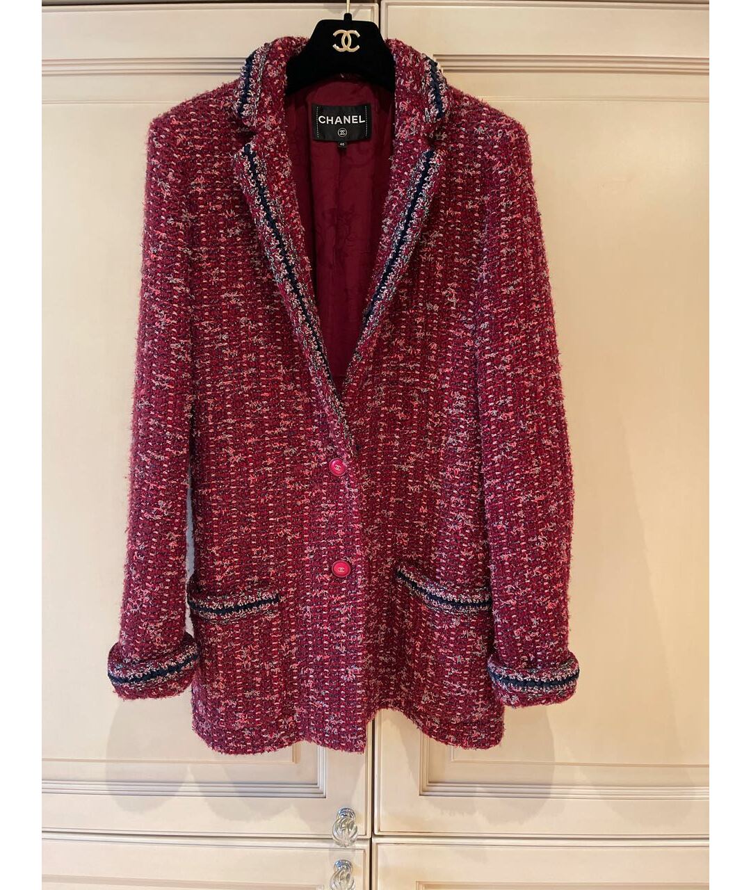 CHANEL PRE-OWNED Бордовый твидовый жакет/пиджак, фото 5
