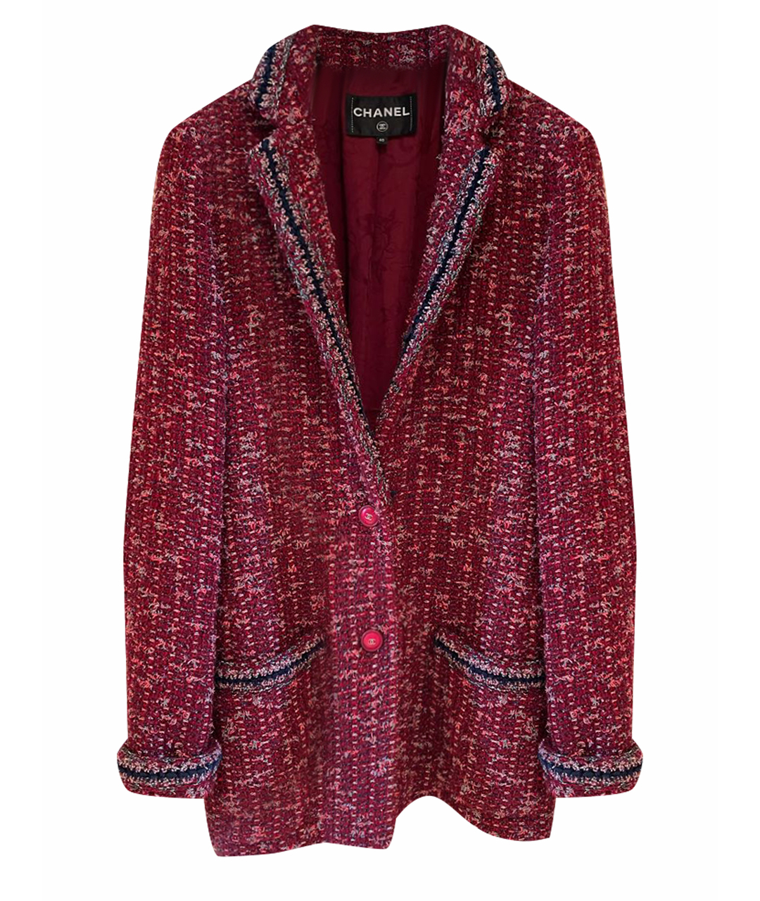 CHANEL Бордовый твидовый жакет/пиджак, фото 1