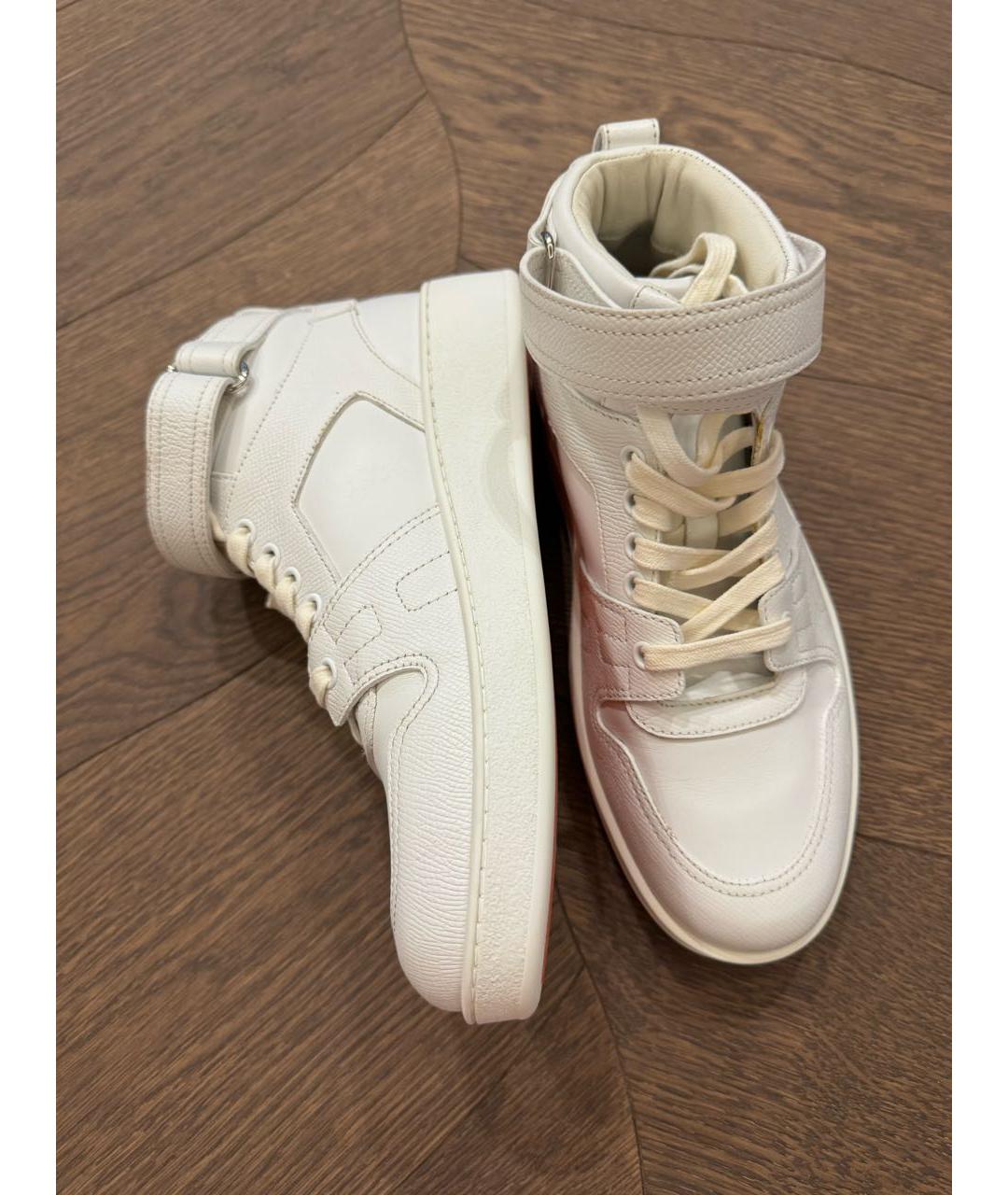 HERMES Белые кожаные кеды, фото 5