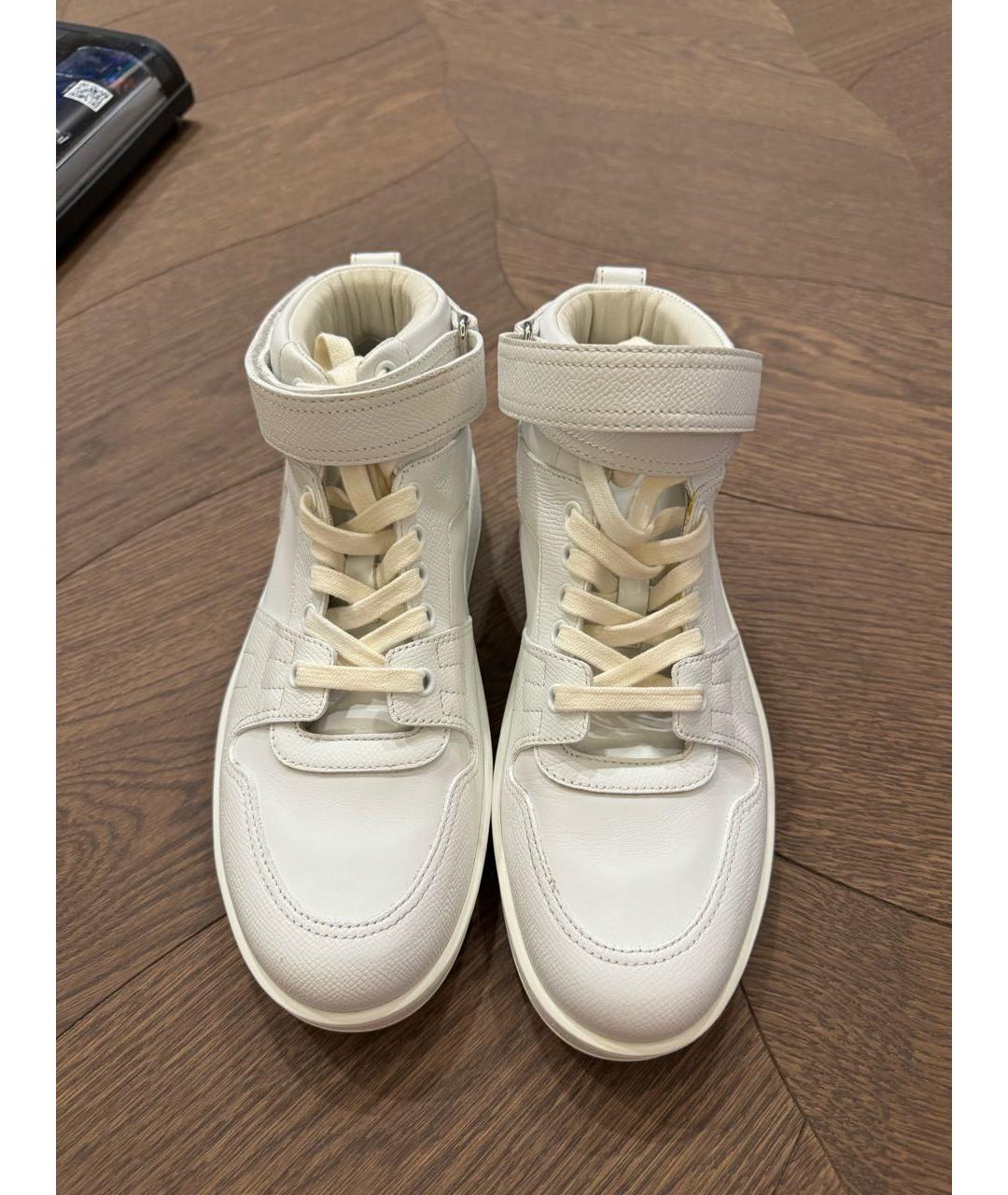 HERMES Белые кожаные кеды, фото 2