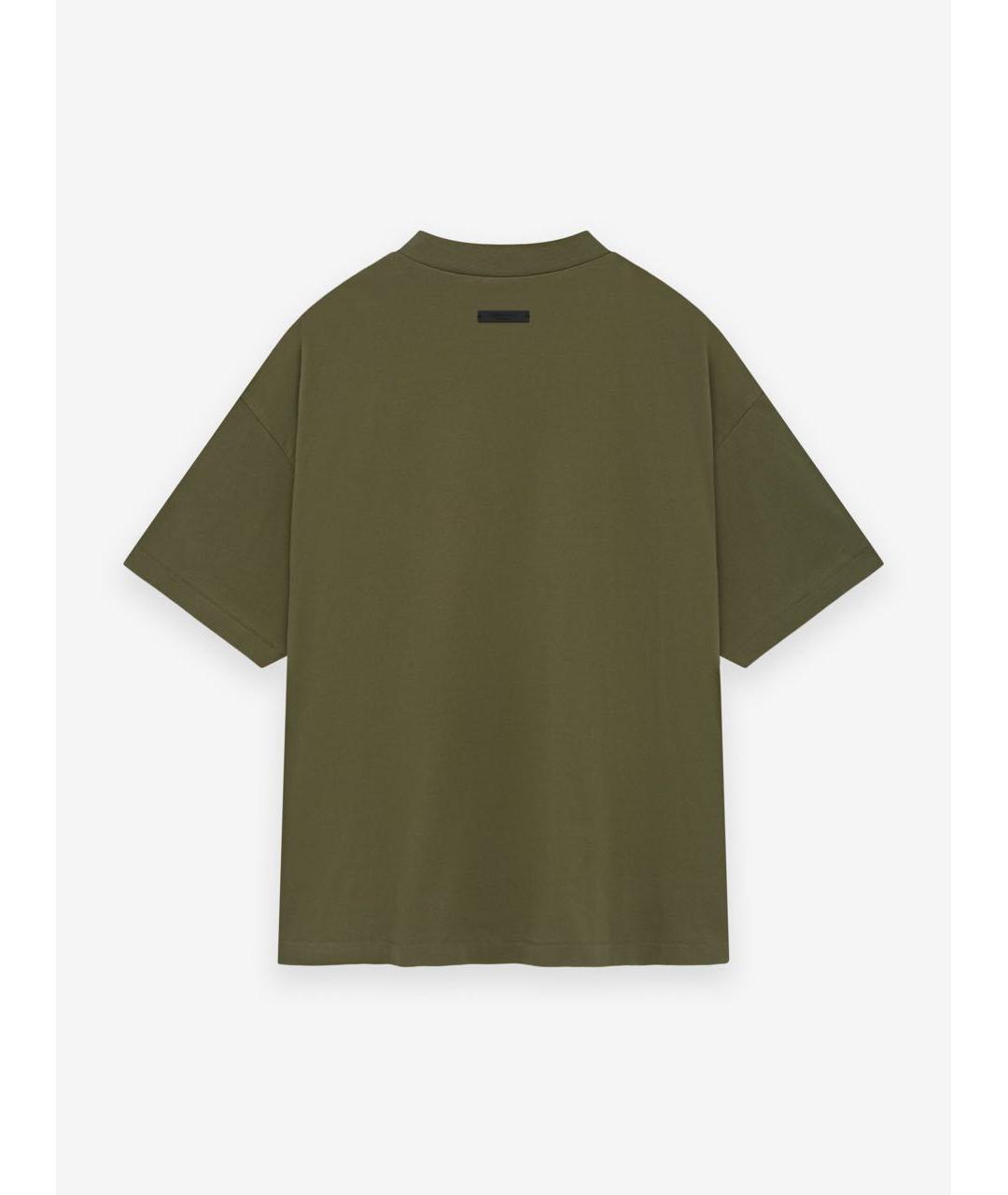 FEAR OF GOD ESSENTIALS Хаки хлопковая футболка, фото 2