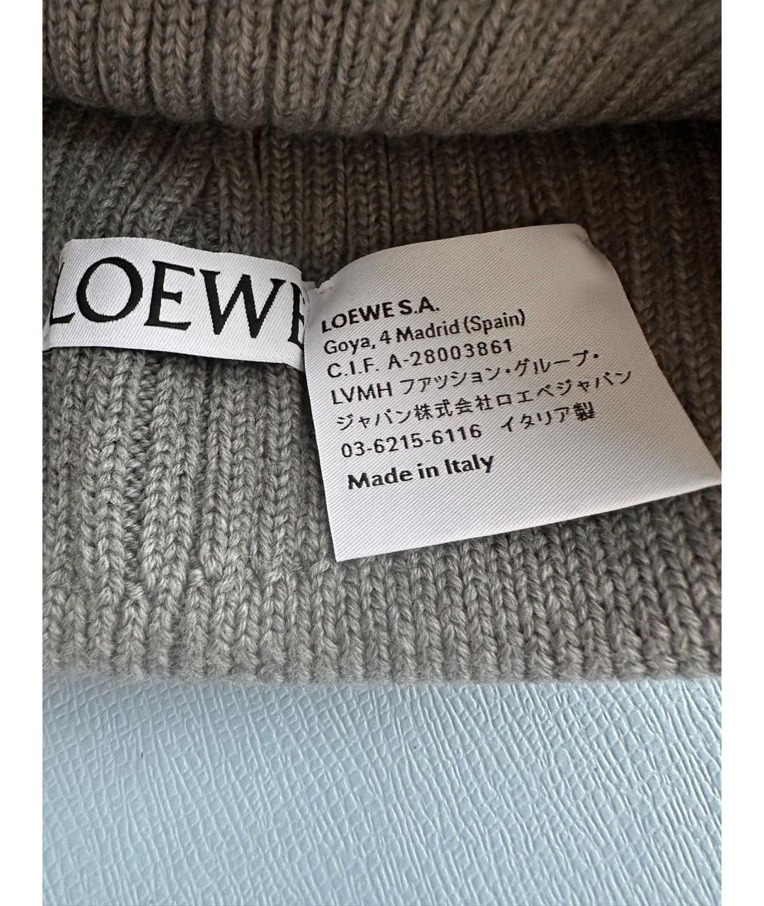 LOEWE Серая шерстяная шапка, фото 4