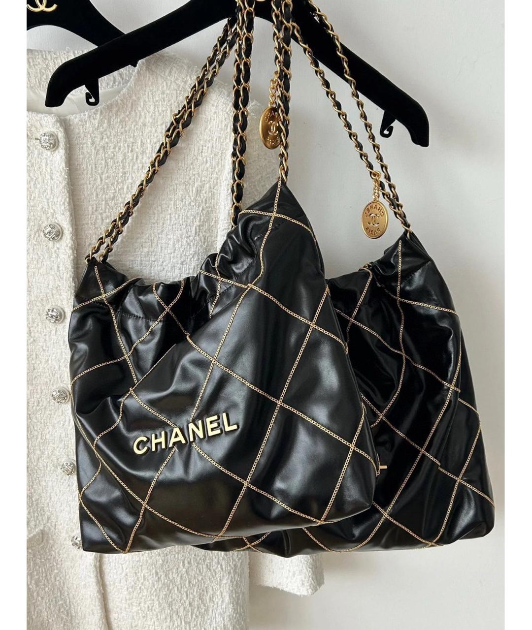 CHANEL Черная кожаная сумка тоут, фото 3