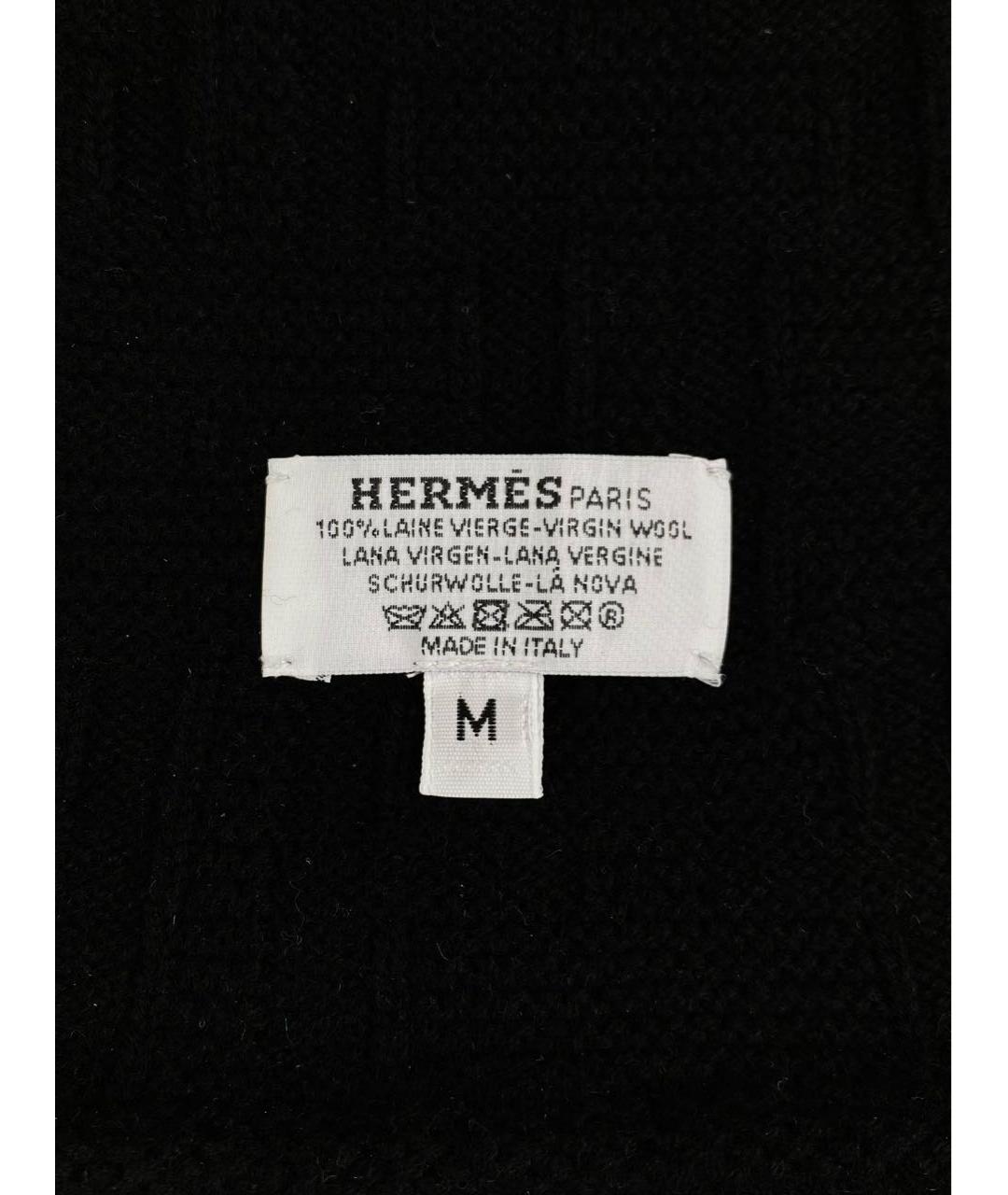 HERMES Черная шерстяная шапка, фото 6