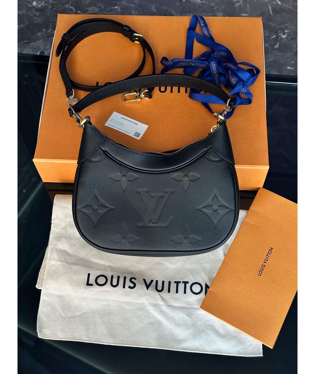 LOUIS VUITTON Черная кожаная сумка с короткими ручками, фото 2