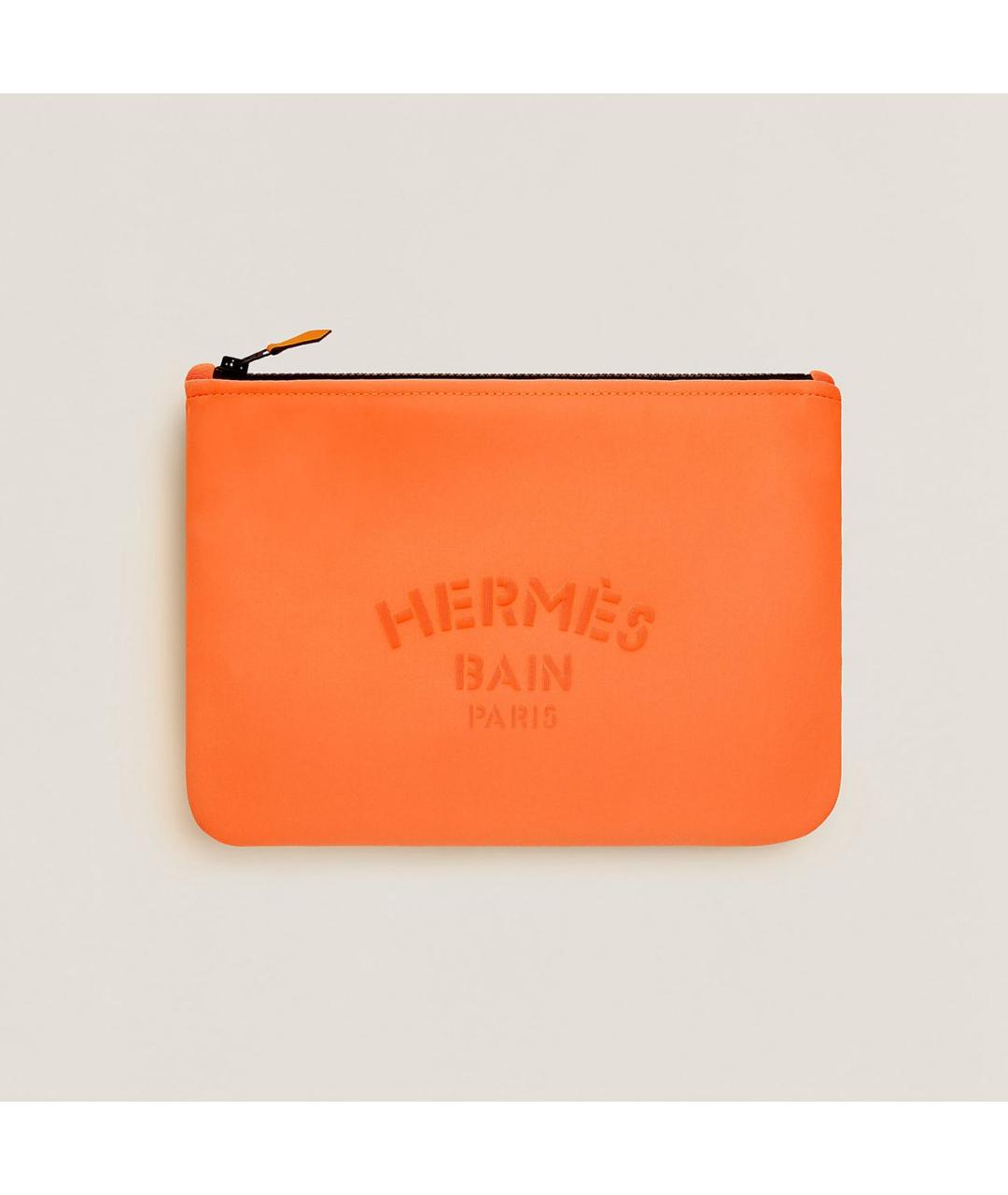 HERMES Оранжевая синтетическая косметичка, фото 3