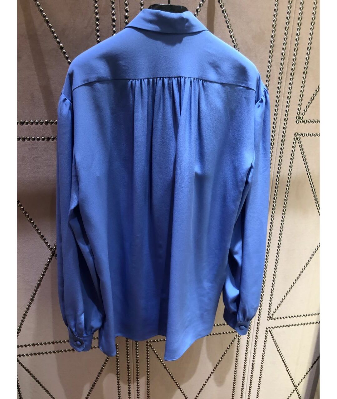 GUCCI Голубая шелковая блузы, фото 2