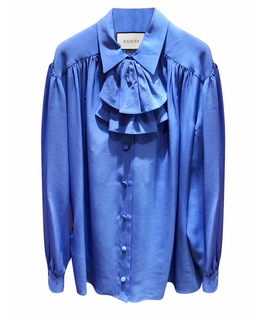 GUCCI Голубая шелковая блузы, фото 1