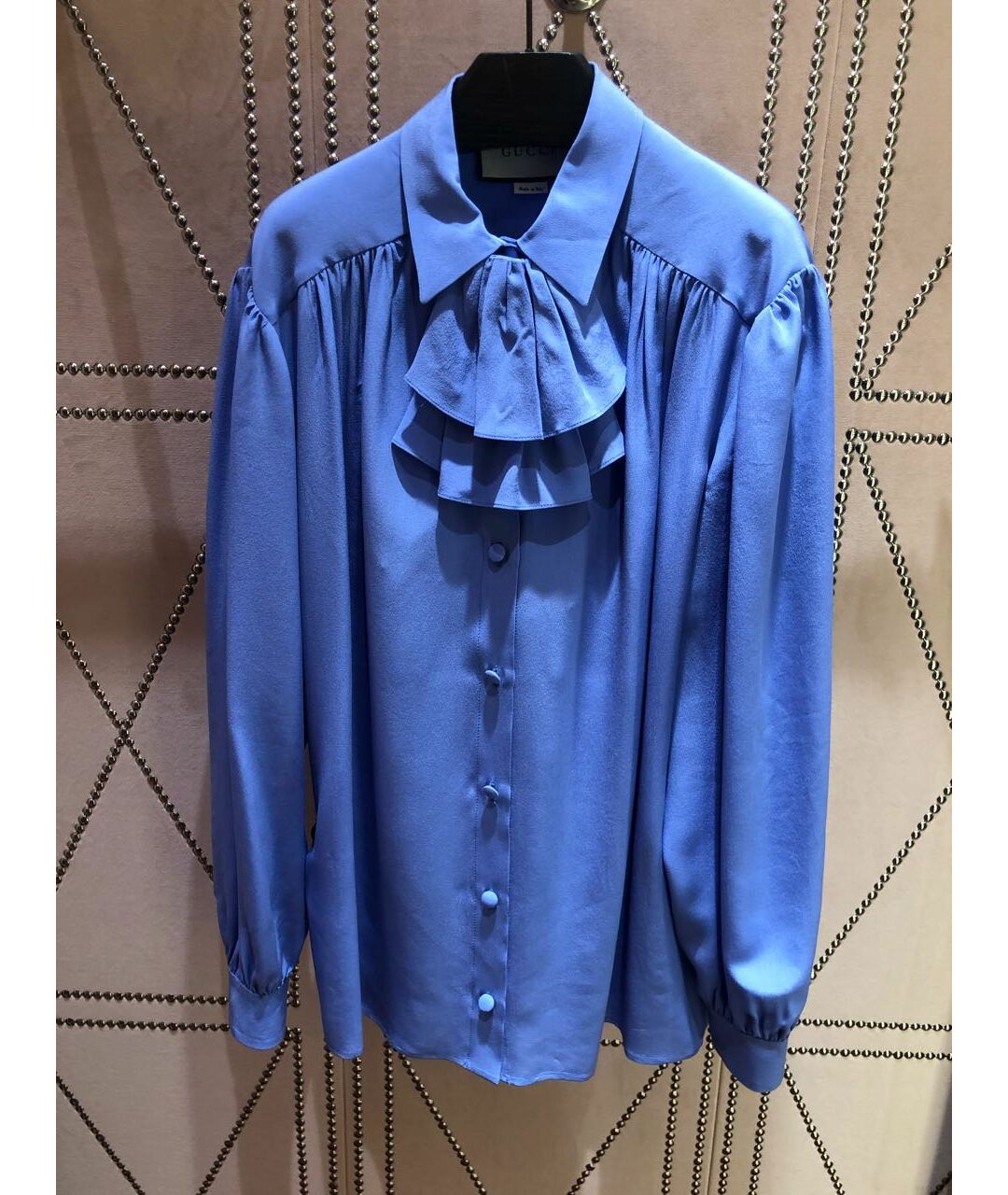 GUCCI Голубая шелковая блузы, фото 9