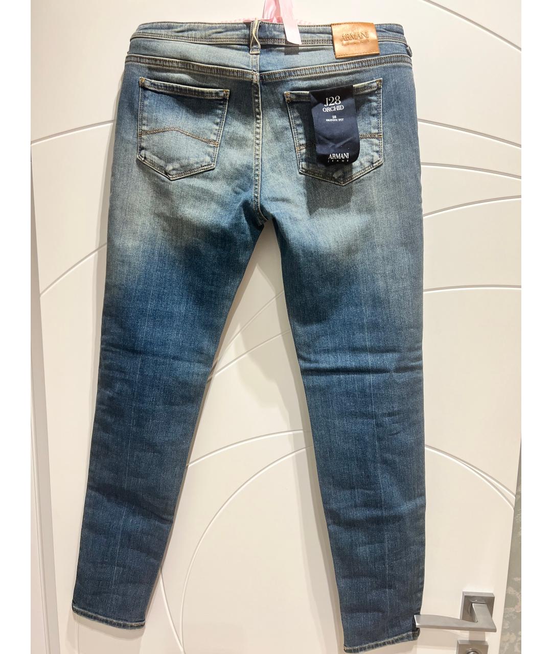 ARMANI JEANS Голубые хлопко-полиэстеровые джинсы слим, фото 2