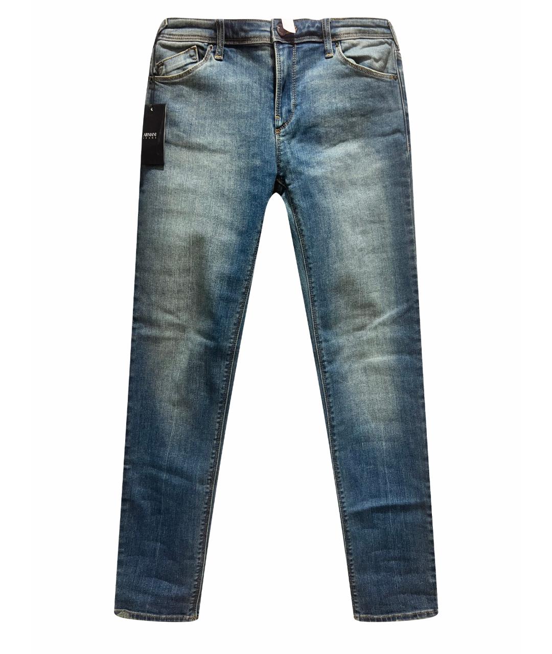 ARMANI JEANS Голубые хлопко-полиэстеровые джинсы слим, фото 1