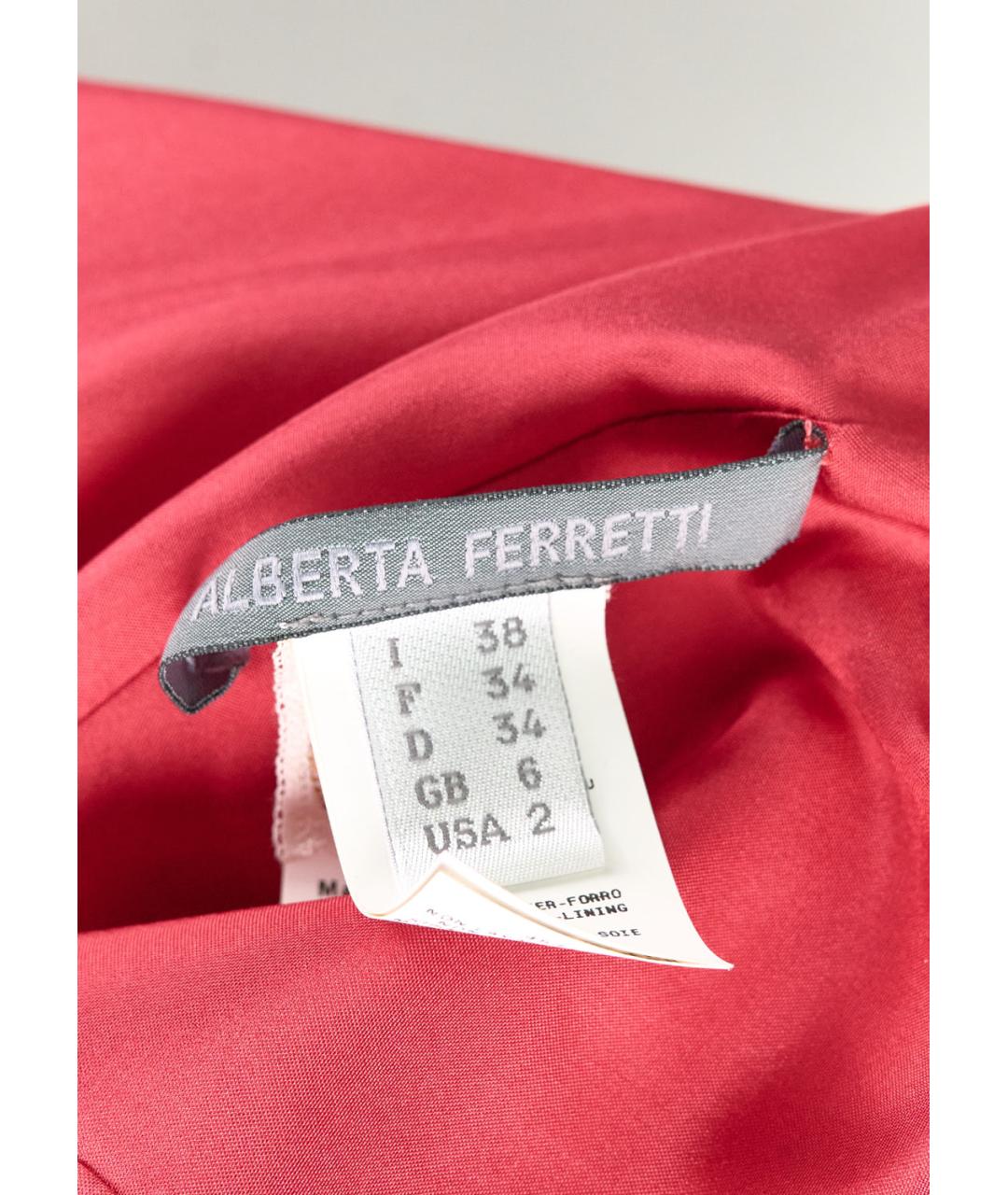 ALBERTA FERRETTI Красное шелковое повседневное платье, фото 3