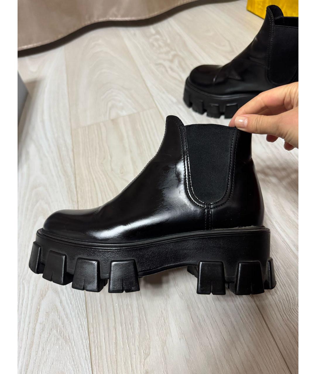 PRADA Черные кожаные ботинки, фото 2