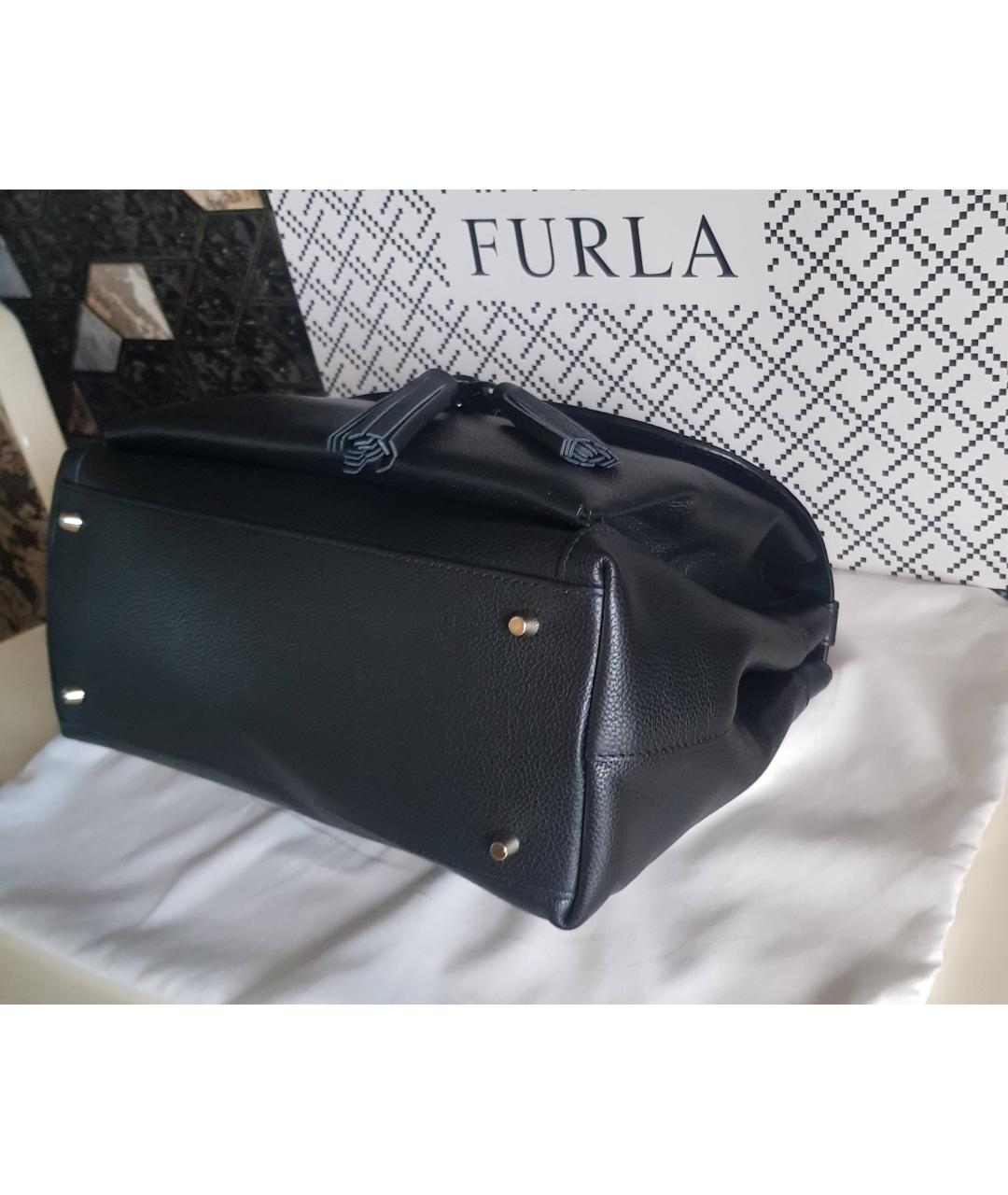 FURLA Черная кожаная сумка с короткими ручками, фото 7