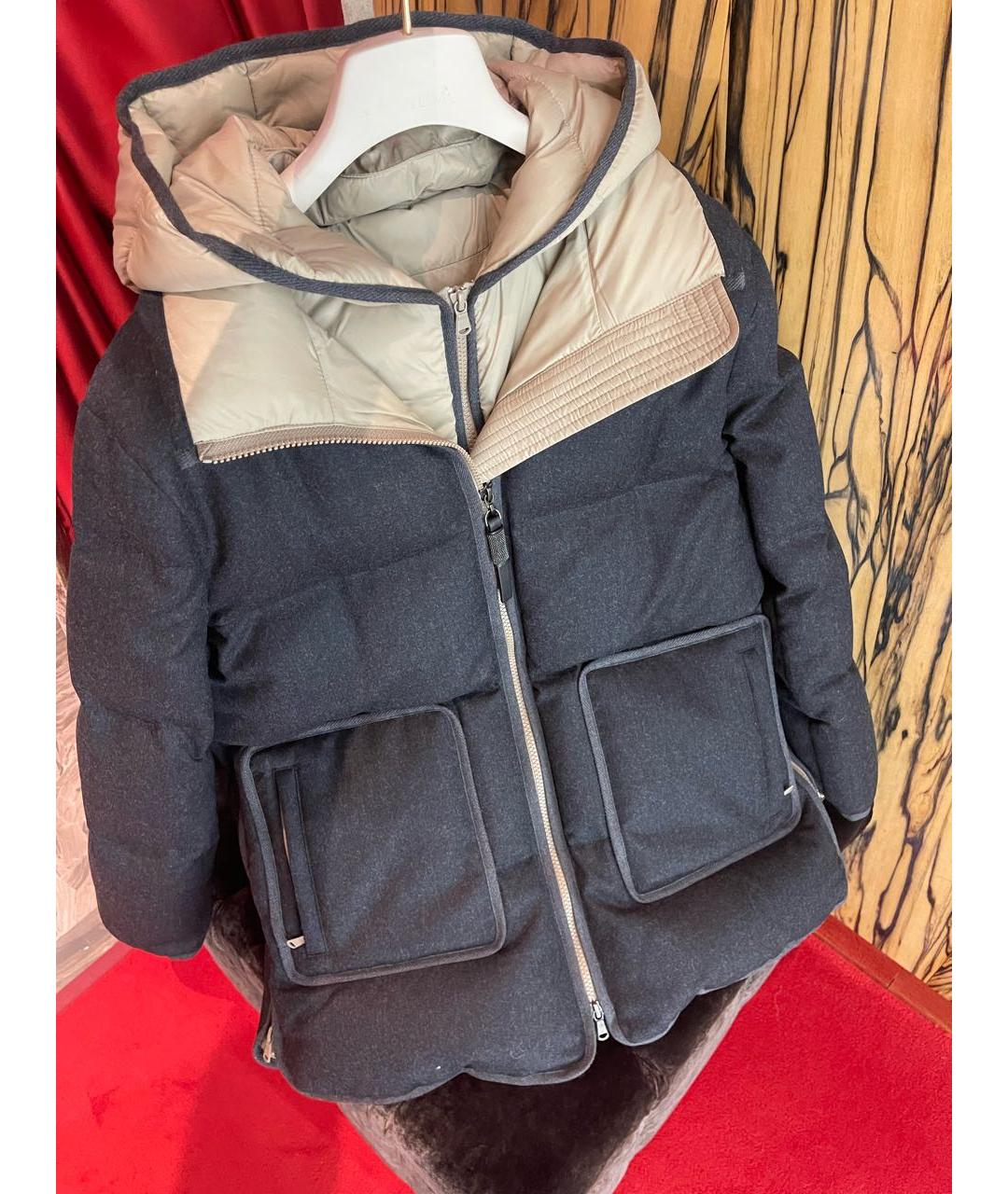 BRUNELLO CUCINELLI Серый шерстяной пуховик, фото 3