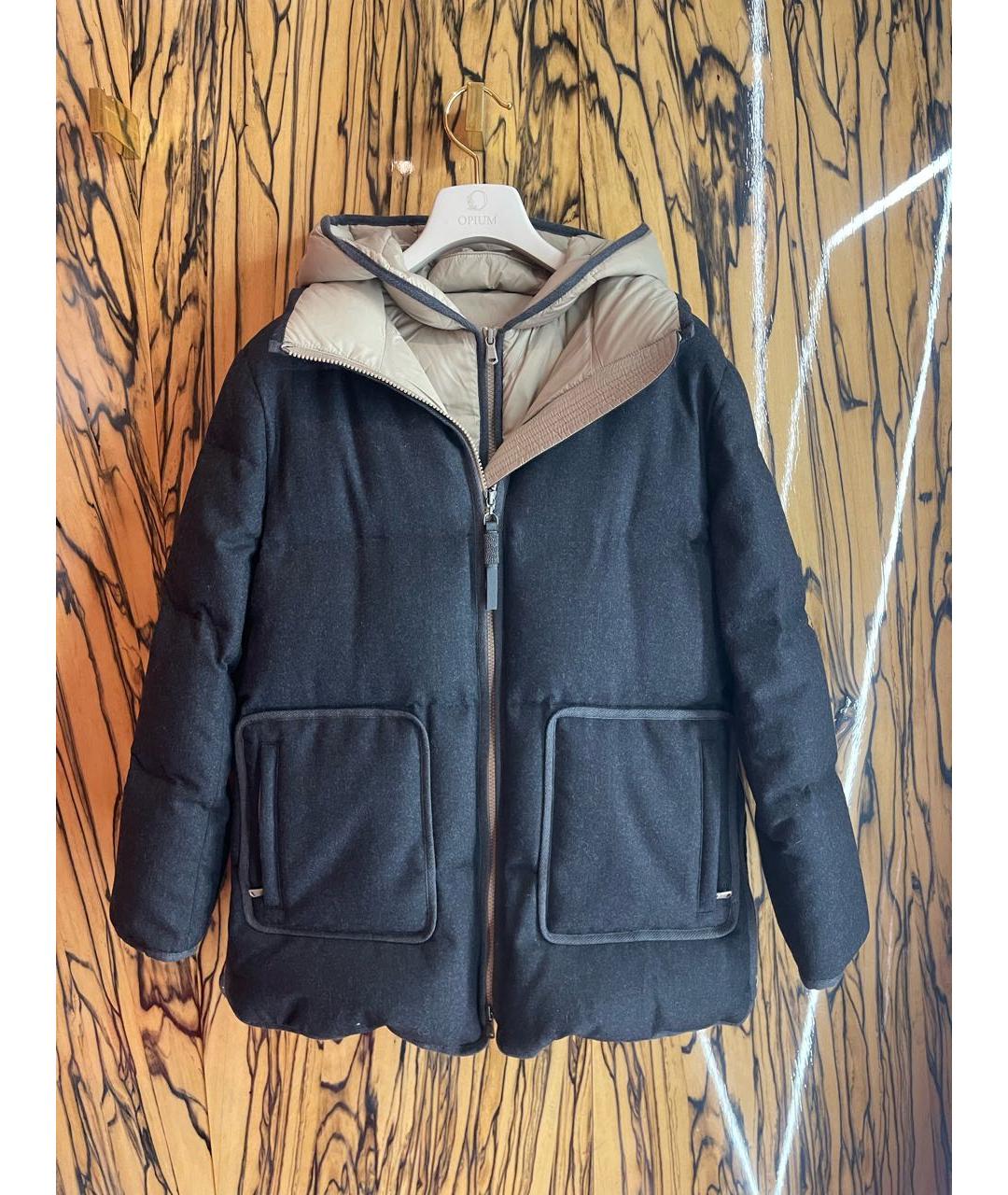 BRUNELLO CUCINELLI Серый шерстяной пуховик, фото 8