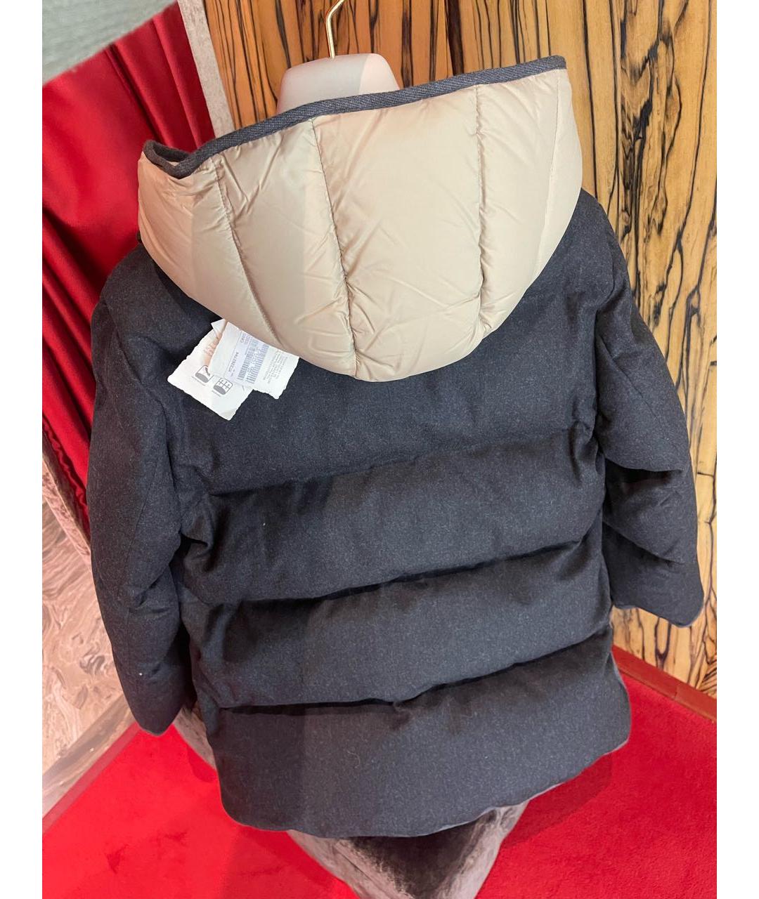 BRUNELLO CUCINELLI Серый шерстяной пуховик, фото 4