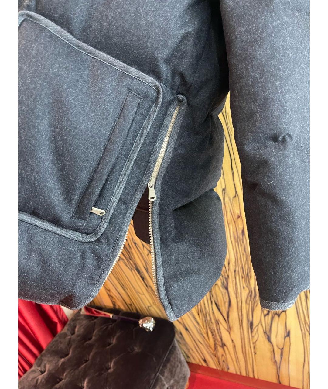 BRUNELLO CUCINELLI Серый шерстяной пуховик, фото 7