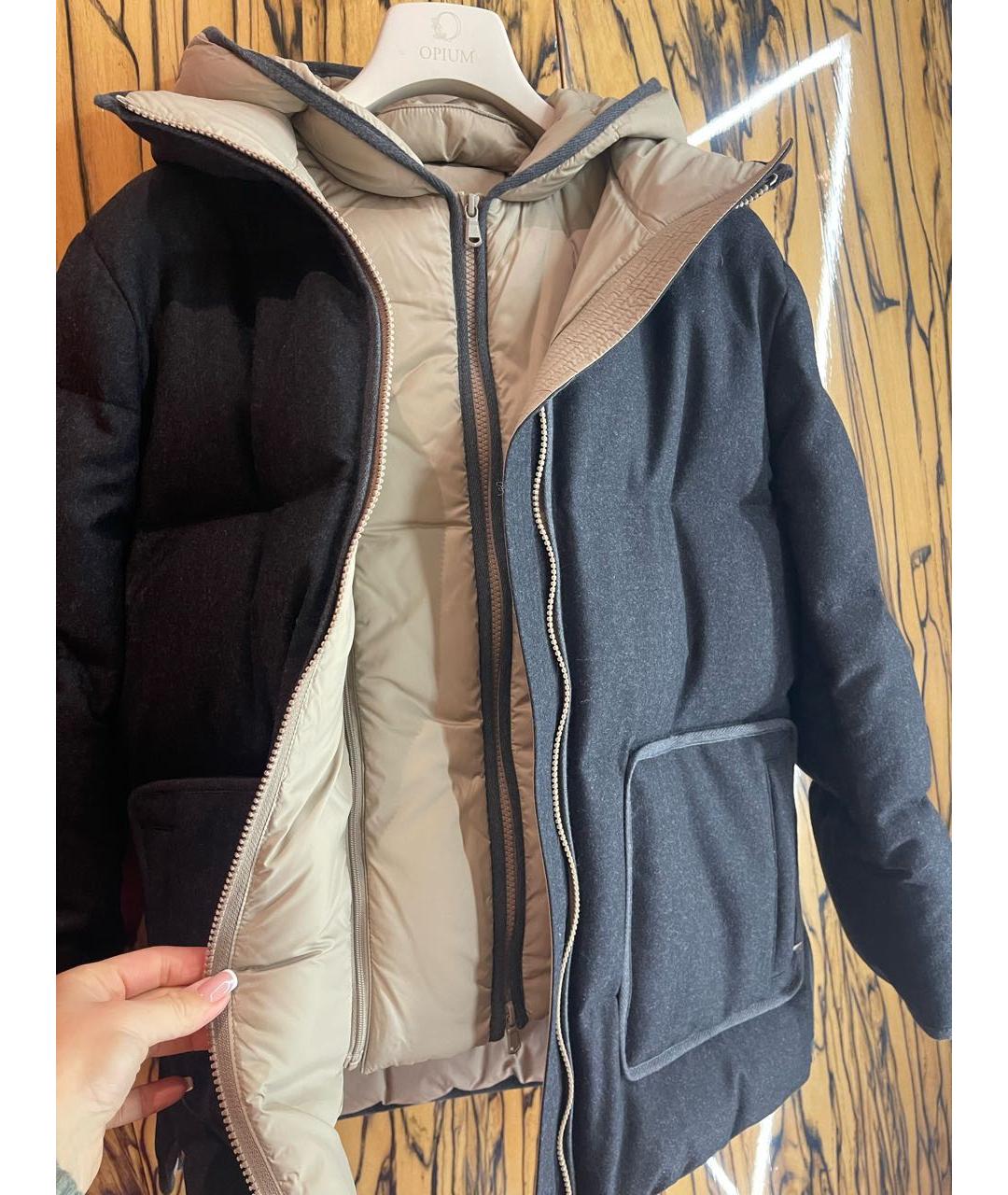 BRUNELLO CUCINELLI Серый шерстяной пуховик, фото 5