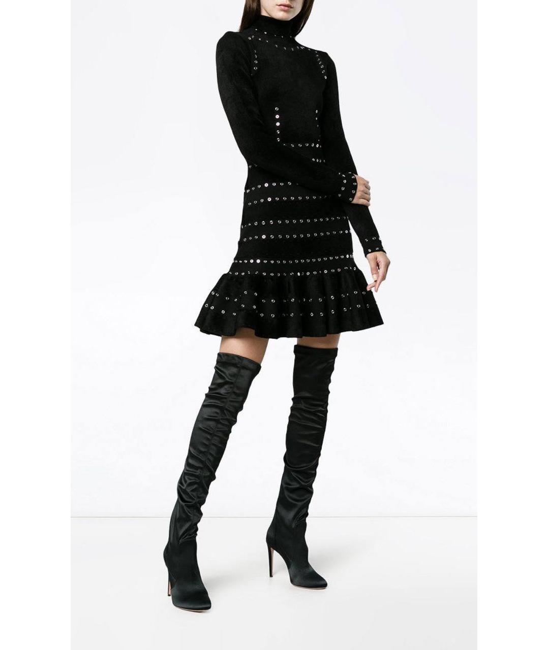 ALEXANDER MCQUEEN Черное вискозное коктейльное платье, фото 6