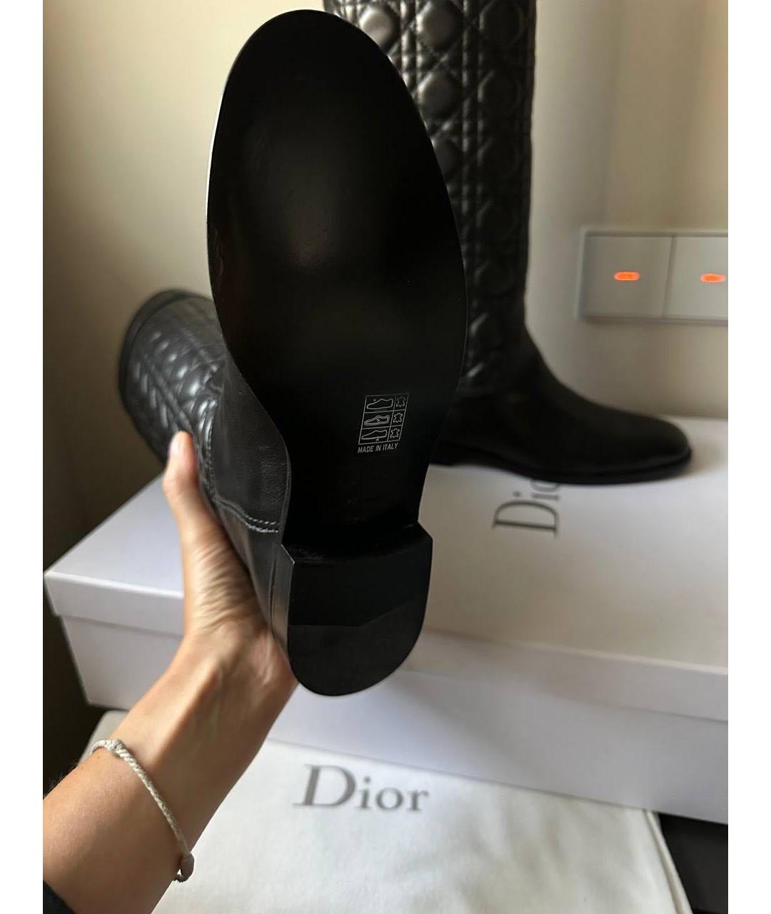 CHRISTIAN DIOR Черные кожаные сапоги, фото 5