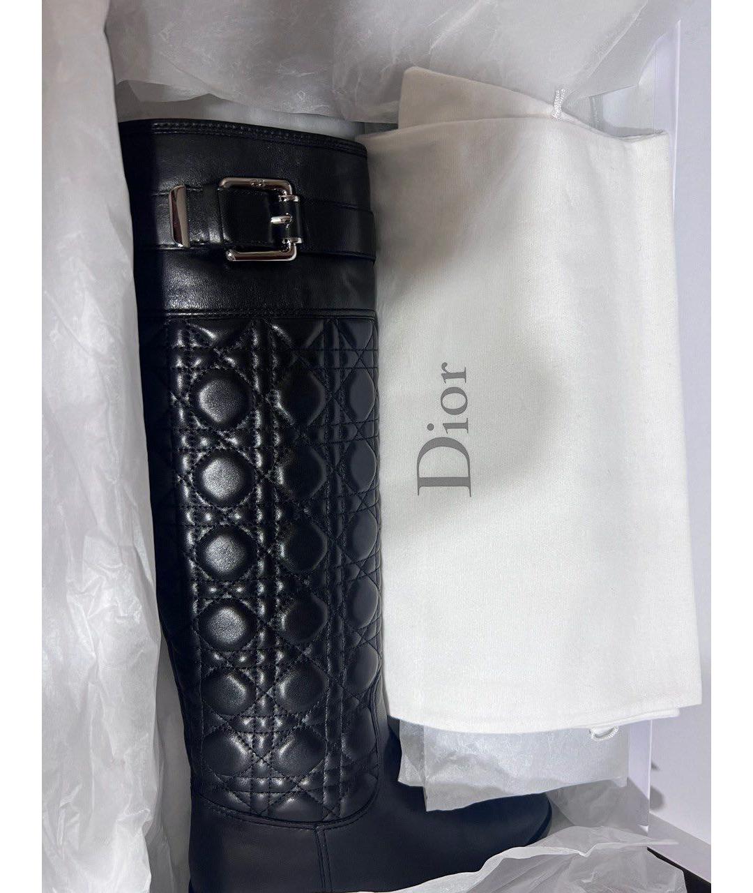 CHRISTIAN DIOR Черные кожаные сапоги, фото 3