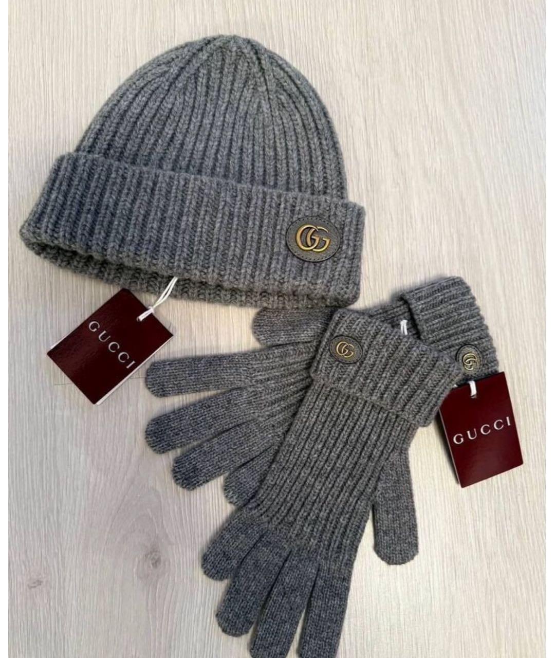 GUCCI Серая кашемировая шапка, фото 5