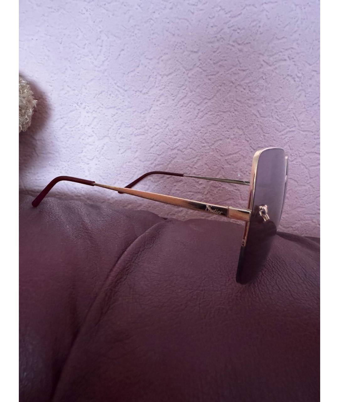 CARTIER Коричневые металлические солнцезащитные очки, фото 2