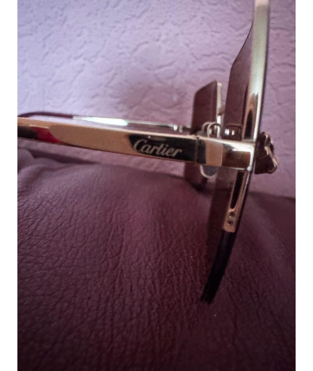 CARTIER Коричневые металлические солнцезащитные очки, фото 3